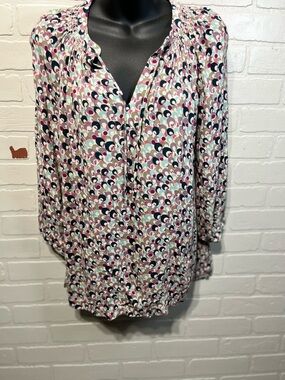 Boden Multicolor Printed V-Neck Long Sleeve Tunic